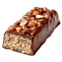 Delicious chocolate almond bar with nuts and wafer for snack time treat isolated on transprint background png
