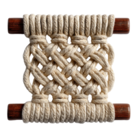 Macrame rope weaving pattern textile craft fiber art wall hanging decor isolated on transprint background png