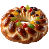 A braid of bread with fruit and nuts png
