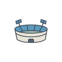 An icon of a soccer stadium with floodlights, symbolizing the venue for matches and large-scale events. vector