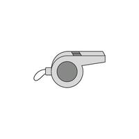An icon of a referee's whistle, presented in a flat design style, representing control, signals, and game management. vector