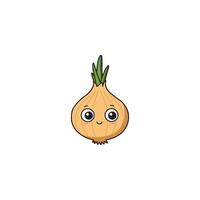 An icon of a cute cartoon onion with wide, curious eyes, portraying inquisitiveness or mild surprise. vector