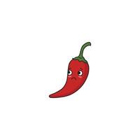 An icon of a cute cartoon red chili pepper with an angry, scowling face, symbolizing intensity or frustration. vector