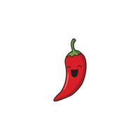 An icon of a cute cartoon red chili pepper with a happy smile, suggesting a spicy yet friendly character. vector
