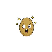 An icon of a cute cartoon potato with wide-open eyes and mouth, depicting extreme shock or surprise. vector