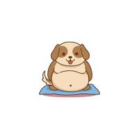 An icon of a cute cartoon puppy sitting with a round, chubby belly, symbolizing contentment, good health, and an endearing, plump appearance. vector