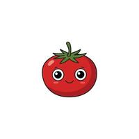 An icon of a cute cartoon red tomato with a joyful, open-mouthed smile, indicating extreme happiness or laughter. vector