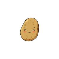 An icon of a cute cartoon potato with a relaxed, contented smile and half-closed eyes, suggesting peace and satisfaction. vector
