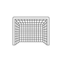 An icon of a soccer goal with a net, represented in a flat design style, symbolizing the target for scoring in the game. vector