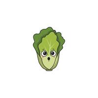 An icon of a cute cartoon cabbage with wide, surprised eyes and an open mouth, conveying shock or amazement. vector