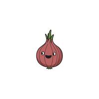 An icon of a cute cartoon purple onion with a winking eye and a slight smirk, symbolizing a pungent yet charming character. vector
