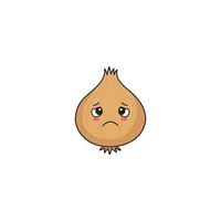 An icon of a cute cartoon onion with a sad, downcast expression, conveying sorrow or melancholy. vector