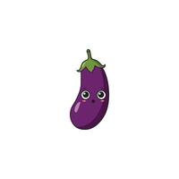 An icon of a cute cartoon eggplant with thoughtful, wide-open eyes, suggesting contemplation or curiosity. vector