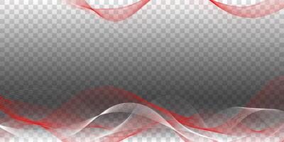 Waving smoked lines background in transparent design. isolated waving red white lines background for national day design. Indonesia independence day vector