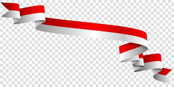 Indonesian flag ribbon with a diagonal style with each end pointed. waving indonesian flag. indonesia independence day vector
