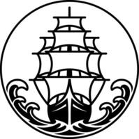 Vintage Nautical Sailing Ship Emblem vector