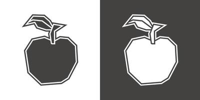 Apple Icon in Black Filled and White Filled Cutout Style vector