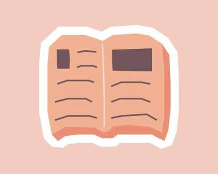 Open Book Sticker with Flat Soft Color Palette in Cutout Style vector
