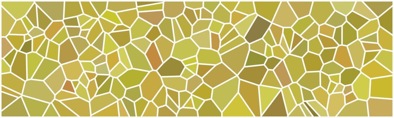 An abstract mosaic pattern with irregular yellow and brown polygonal shapes outlined in white, resembling stained glass.
