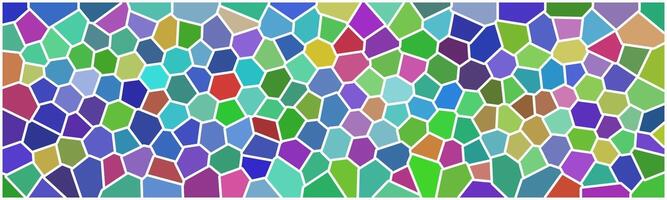 Colorful abstract mosaic pattern with irregular polygon shapes in various shades of blue, green, purple, and red, outlined in white. vector