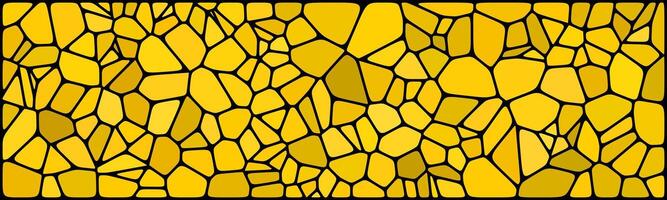 A yellow mosaic pattern made of irregular stone-like shapes with black outlines, resembling stained glass or cracked tiles. vector