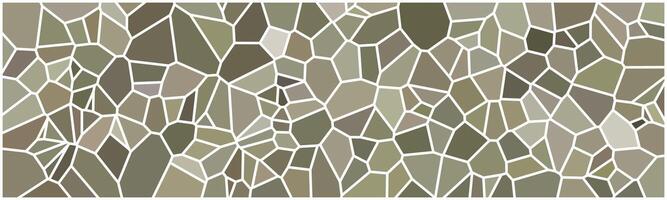 Abstract mosaic pattern with irregular polygon shapes in earthy green, brown, and beige tones, outlined with white lines. vector