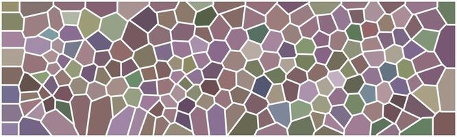 Earth-toned mosaic pattern with irregular polygon shapes in shades of brown, green, and purple, outlined with white lines for a natural, muted aesthetic. vector