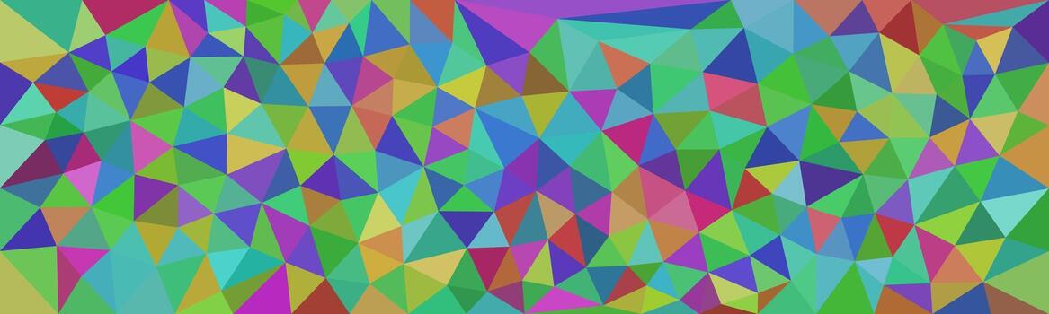 un vibrante resumen mosaico hecho de superposición vistoso triangulos en varios sombras de verde, azul, púrpura, rojo, y amarillo, creando un dinámica geométrico modelo. vector