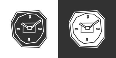 Wall Clock Icon in Black Filled and White Filled Cutout Style vector