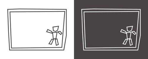 Writing Board Icon in Black Line Art and White Line Art Cutout Style vector