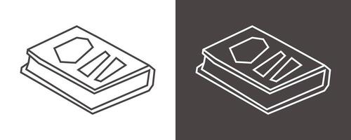 Closed BookIcon in Black Line Art and White Line Art Cutout Style vector