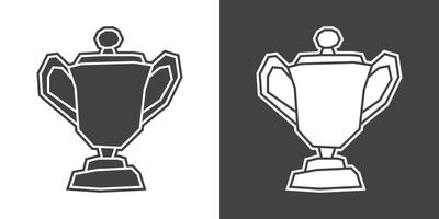 Trophy Icon in Black Filled and White Filled Cutout Style vector