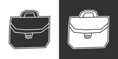 Briefcase Icon in Black Filled and White Filled Cutout Style vector