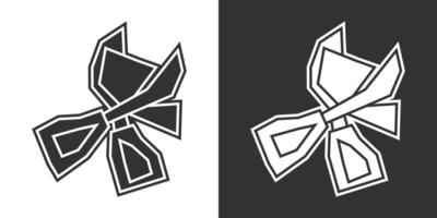 Scissor Icon in Black Filled and White Filled Cutout Style vector