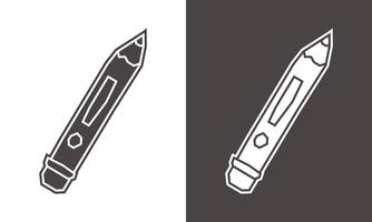 Pencil Icon in Black Filled and White Filled Cutout Style vector