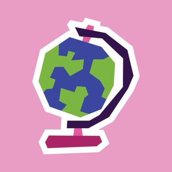 Simple Globe Sticker with Flat Soft Color Palette in Cutout Style vector