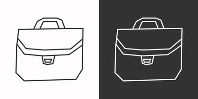 Briefcase Icon in Black Line Art and White Line Art Cutout Style vector