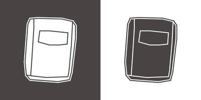 Simple and Minimal Notebook Icon in Black Filled and White Filled Cutout Style vector
