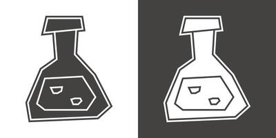 Science Flask Icon in Black Filled and White Filled Cutout Style vector