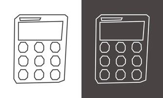 Calculator Icon in Black Line Art and White Line Art Cutout Style vector
