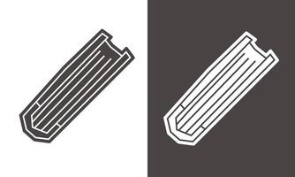 Stack of Books Icon in Black Filled and White Filled Cutout Style vector