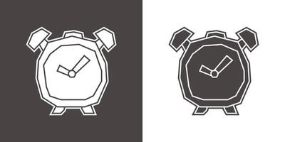 Alarm Clock Icon in Black Filled and White Filled Cutout Style vector