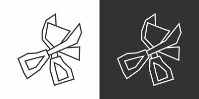 Scissor Icon in Black Line Art and White Line Art Cutout Style vector
