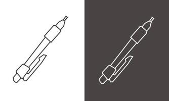 Ballpoint Pen Icon in Black Line Art and White Line Art Cutout Style vector