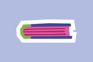 Stack of Books Sticker with Flat Soft Color Palette in Cutout Style vector