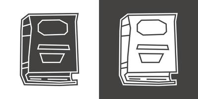 Simple Book Icon in Black Filled and White Filled Cutout Style vector