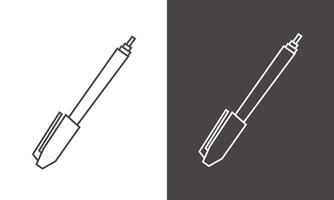 Marker Icon in Black Line Art and White Line Art Cutout Style vector