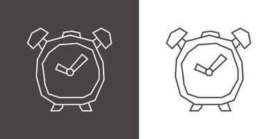 Alarm Clock Icon in Black Line Art and White Line Art Cutout Style vector