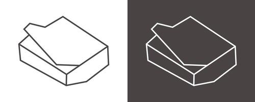 Sticky Notes Icon in Black Line Art and White Line Art Cutout Style vector
