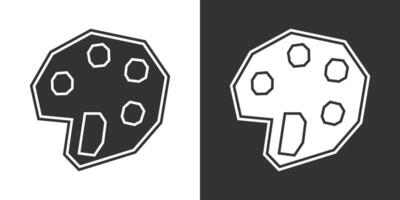 Paint Palette Icon in Black Filled and White Filled Cutout Style vector